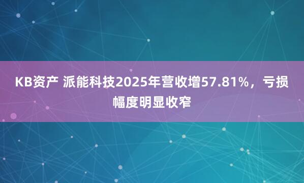 KB资产 派能科技2025年营收增57.81%，亏损幅度明显收窄